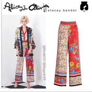 ALICE + OLIVIA “BENNY' MIX FLORAL PRINT pants